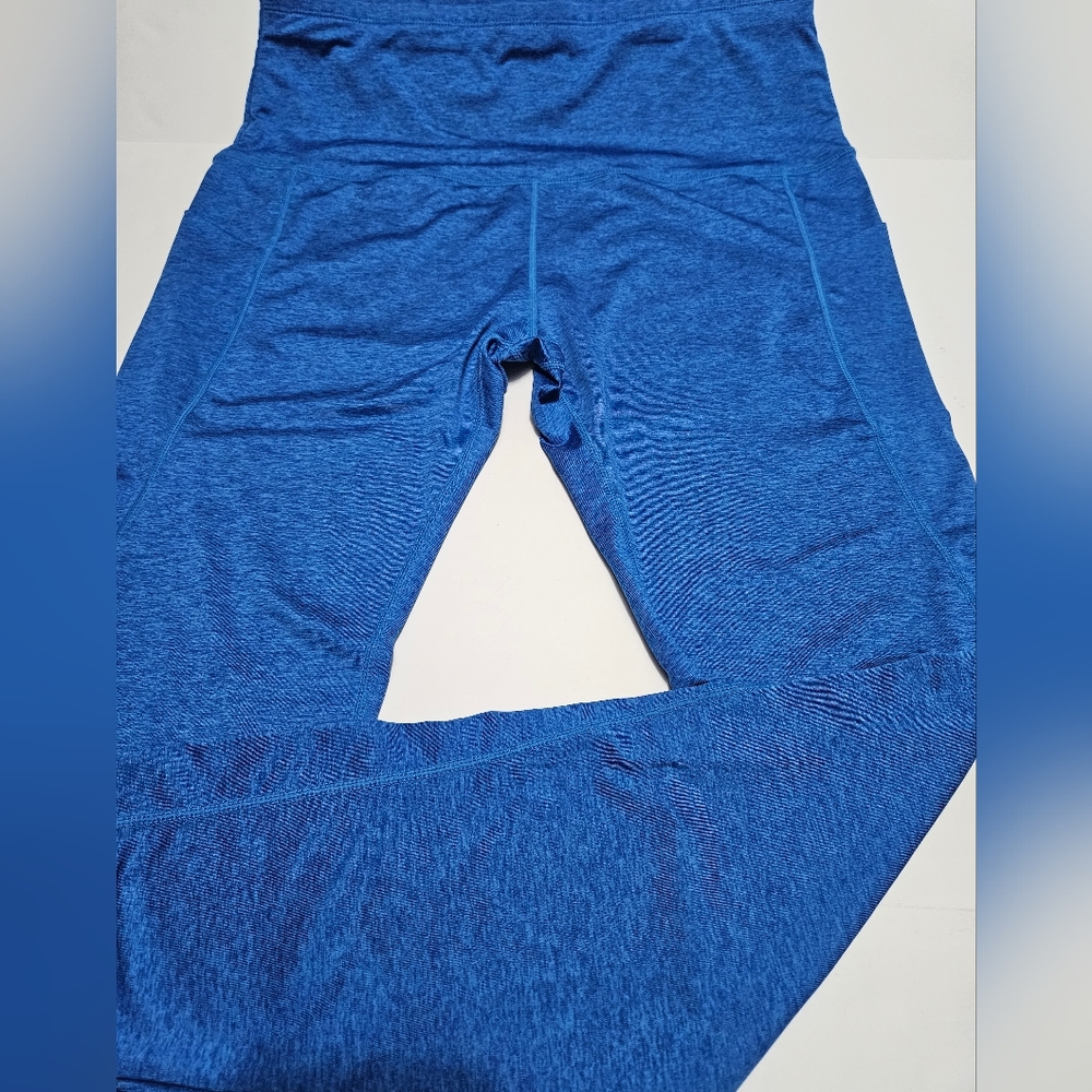 Sports Wear Stretch Leggings Workout Running with Pockets Blue Size 2X #W-385